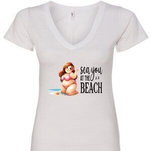 Sea You At The Beach V-Neck T-Shirt | Many Colors